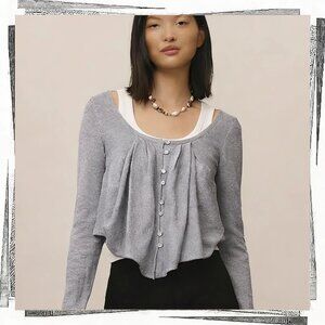 Vintage 2008 Heather Gray Cotton/Wool Blend Cardiigan (XS) by Knitted & Knotted